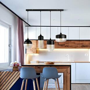 北欧约现时尚黑色简琥珀厅色透明玻璃P002吊灯餐厅厨房客咖啡代馆