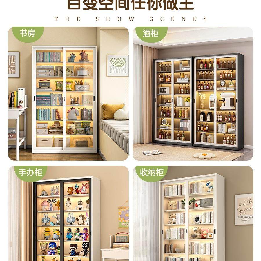 福fkx-s819凯祥家用示钢书推拉门防尘玻璃书架柜带锁制展柜落地收,住宅家具,书架,淘宝优惠券,粉丝福利购,淘宝优惠卷