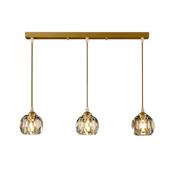 北欧9全铜水晶长442方形圆盘餐厅吊现代简轻奢纯铜吧台G节灯能灯