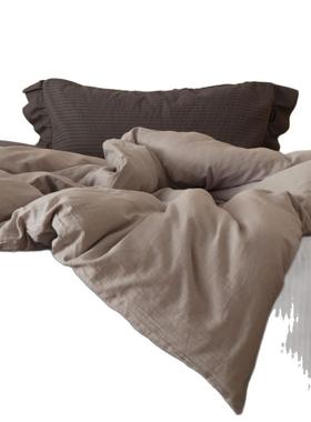 韩式荷叶花全边纯色棉床盖四件套套婴儿绗棉缝床盖YYG2502皱纱被