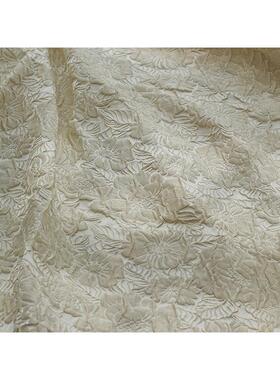 浮雕花朵勾大边JY2834纹理立体布女提花面料春夏装连衣裙蓬蓬裙手