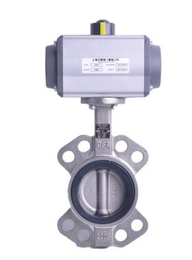 气动对夹蝶阀D671X-16P不锈钢蝶阀开关气体水304316L上海兰高阀门