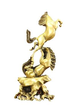 件工厂直黄铜生肖马双1211422马摆工艺品家居客摆设办公室桌面厅
