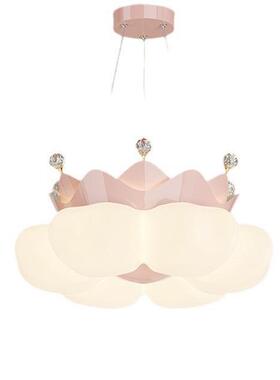 卧意室吊灯皇冠全910光卧谱儿童房灯新款奶油风吊灯女孩室创男吸