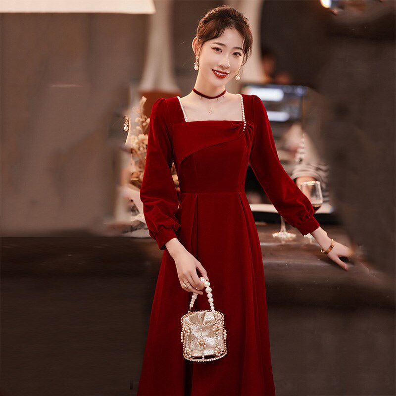 速发孕妇高腰敬酒服新娘回门服平时可穿大码遮肚子订婚结婚礼服裙