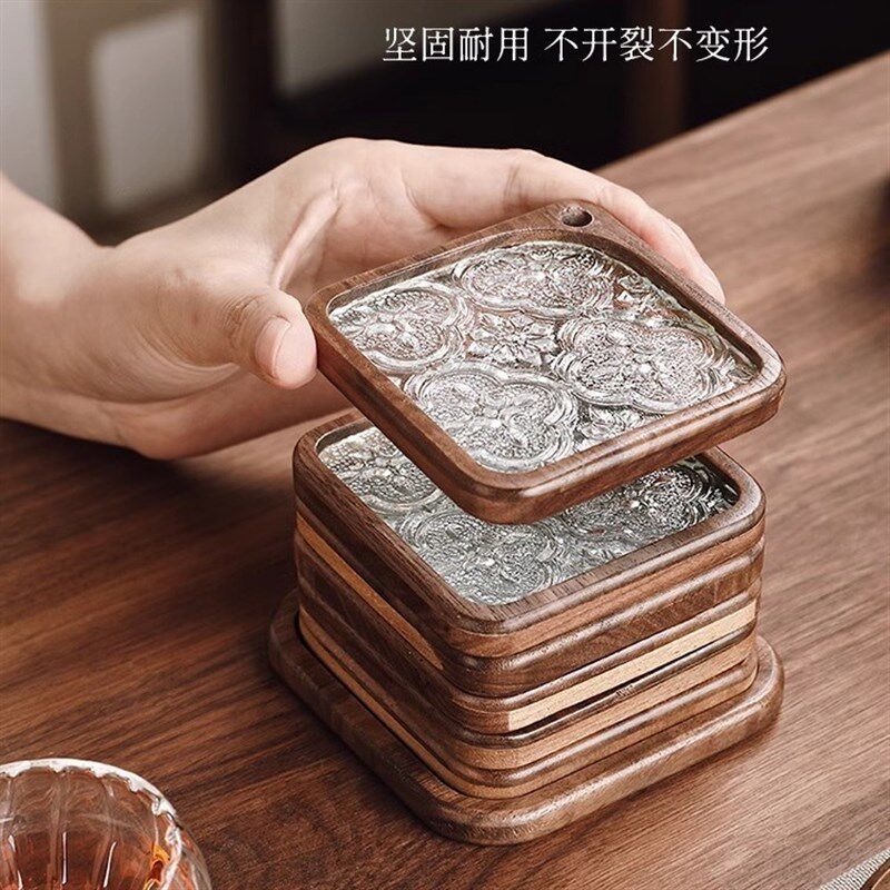 速发托式茶杯垫茶道功夫茶具配件茶桌摆件实木隔热垫茶托底中防烫