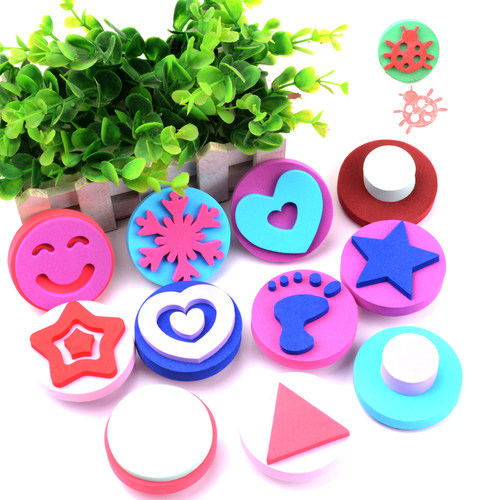 速发儿童幼教具沫印章幼儿园颜料海印工泡材料学生拓绵画刷