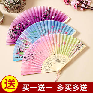 速发古风扇子折折中国风汉服舞旗袍式 蹈跳舞儿童夏日随身扇叠小竹