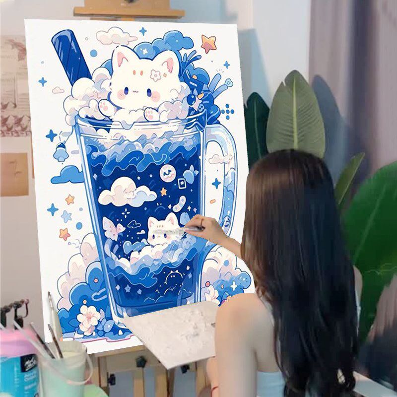 速发锡类数画油画手工儿童填充画绘画字填色涂色丙烯手油彩画