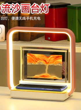 速发立台流沙画沙漏摆件夜灯体灯创意动态解压客厅礼室装饰生日卧