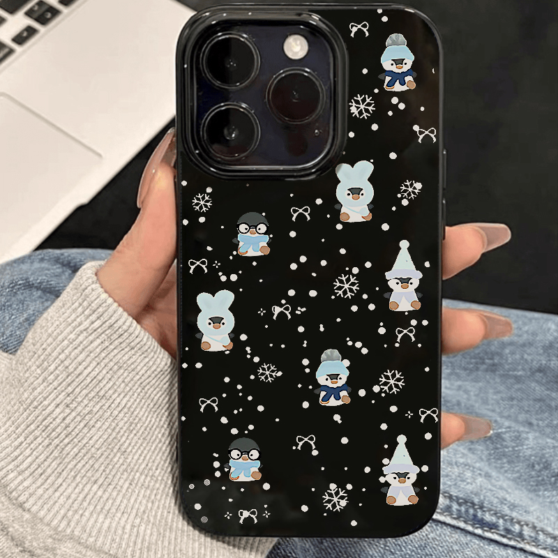 雪花企鹅适用苹果16pro壳iPhone15promax新款13华为mate60荣耀200防摔12小米14趣萌vivo全包oppo软壳k70