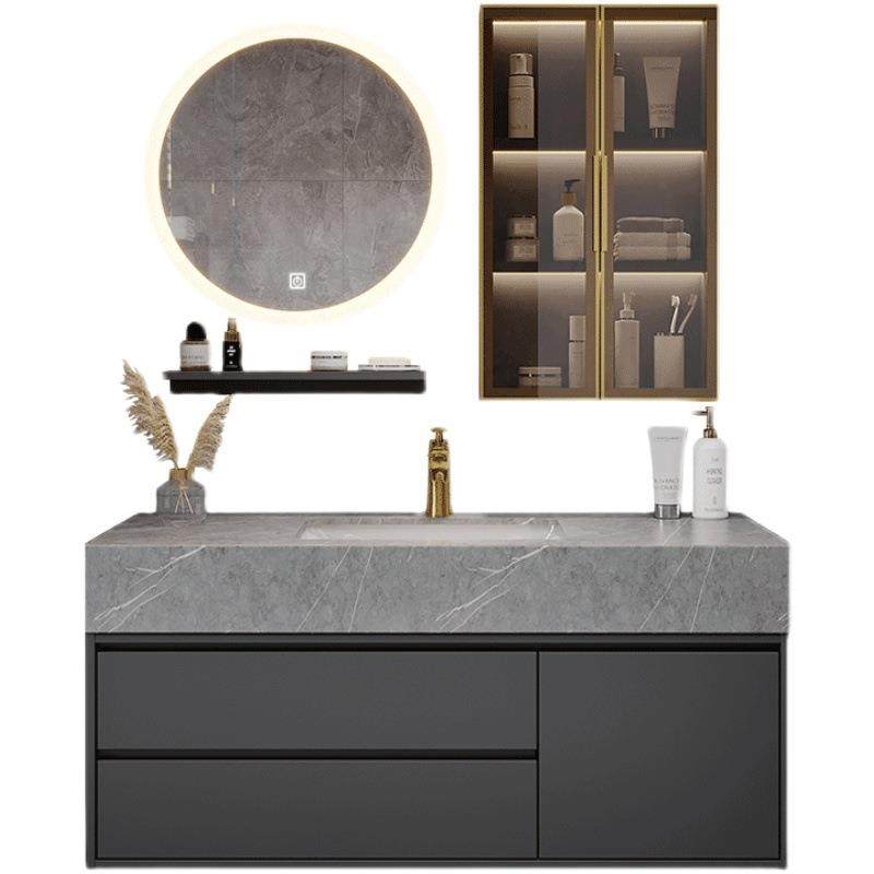 简约岩板一体浴室柜组合卫生间洗手洗漱洗脸台盆柜挂墙式智能镜柜,家装主材,浴室柜,淘宝优惠券,粉丝福利购,淘宝优惠卷