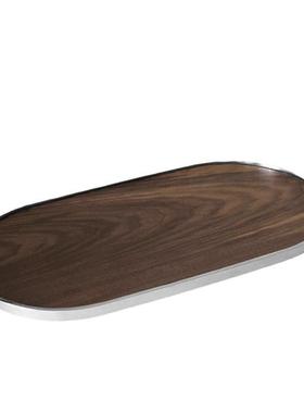 轻奢胡桃木北欧家用实木托盘收纳盘茶盘设计师款样板房客厅摆件