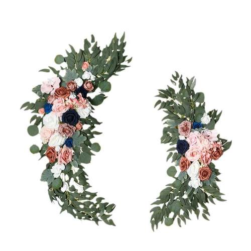 森系拱门花西式婚礼仿真柳叶拱形花拱门帷幔装饰迎宾牌假花