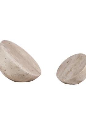 创意侘寂风洞石半圆摆件家居样板间酒店民宿客厅电视柜摆台装饰品