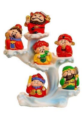 五路财神摆件家用乔迁玄关装饰搬家开业礼物新款伴手礼树脂公仔新