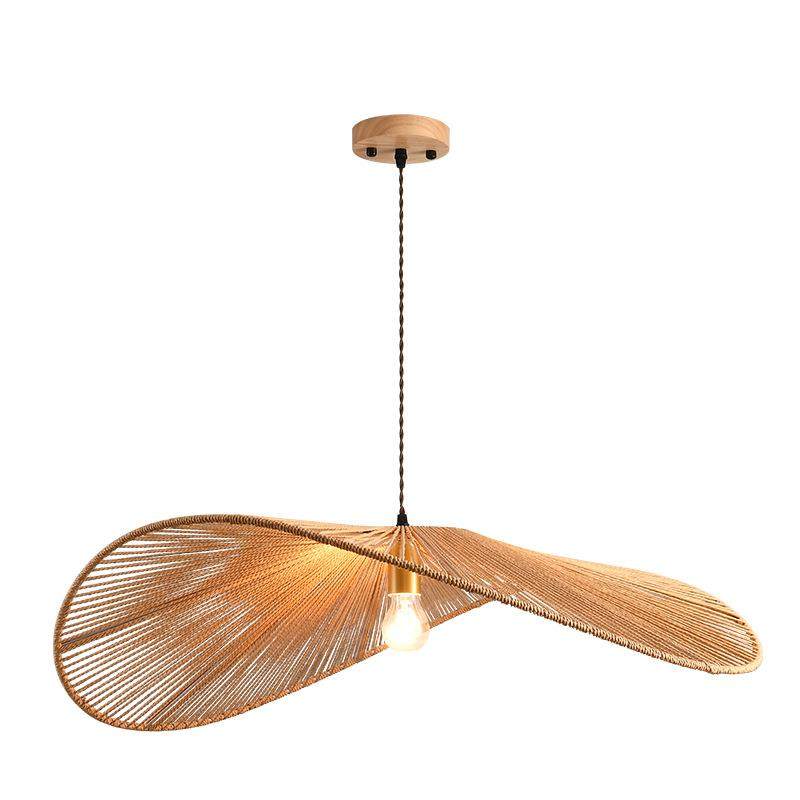 客厅吊灯藤编新中式茶室禅意侘寂风草帽饭厅餐厅灯民宿南洋灯,家装灯饰光源,智能吊灯,淘宝优惠券,粉丝福利购,淘宝优惠卷