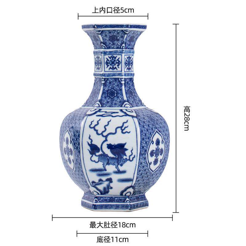 景德镇仿古陶瓷花瓶半手工陶瓷装饰品花瓶高温可水培电视机柜摆件