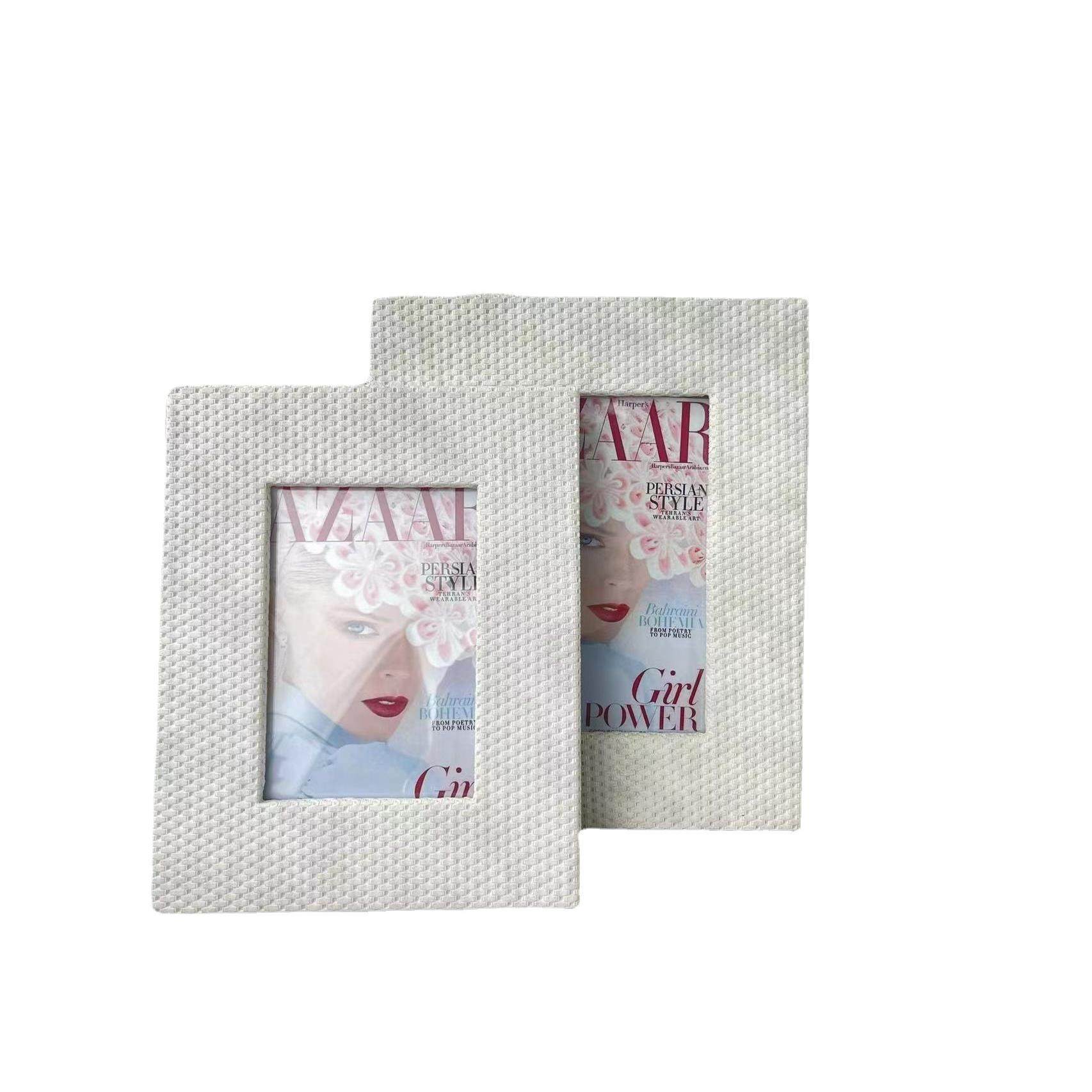 现代简约轻奢装饰摆件白色皮质饰品黑边相框7寸8寸卧室玄关样板房,家居饰品,DIY亲子装饰画,淘宝优惠券,粉丝福利购,淘宝优惠卷