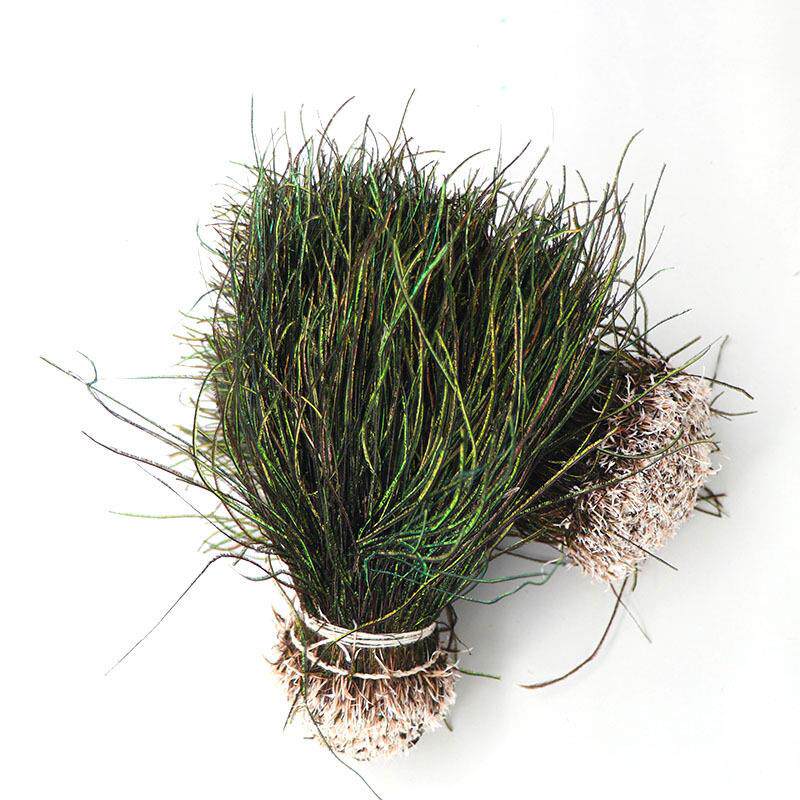 现货孔雀丝15-20cm羽毛草穿条飞绳钩材料仿生虫子鱼钩专用