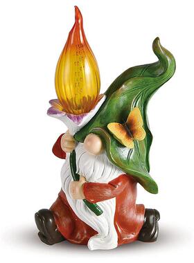 户外树脂侏儒摆件工艺品太阳能小矮人雕像庭院装饰花园草坪灯