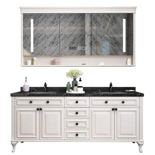 美式浴室柜落地橡木卫浴柜智能镜柜洗脸盆洗手盆组合洗漱台卫生间