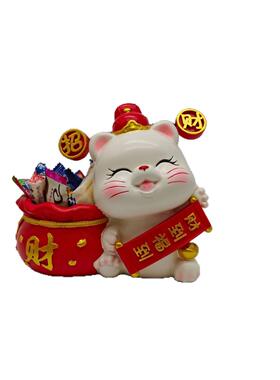可爱招财猫糖果收纳前台酒店接待精致零食水果盘轻奢档装饰摆件