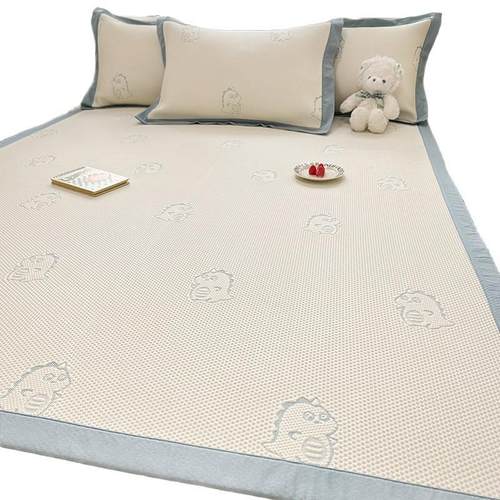 卡通夏季冰丝豆豆凉席2025新款平铺空调席子三件套可机洗床笠