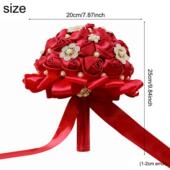 货源欧美新娘婚礼手捧花酒红缎带仿真玫瑰花束婚庆用品W1019
