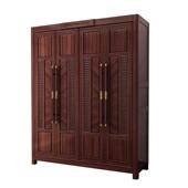 新中式 卧室全实木衣柜木质储物柜子家用带抽屉平开门乌金木衣橱