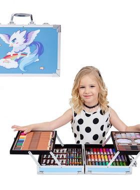 200PC画笔蜡笔马克笔绘画颜料套装儿童小学生学习用品水彩笔