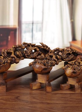 现货速发鸟语花香摆件如意梅花喜鹊实木雕客厅玄关电视柜摆设乔迁