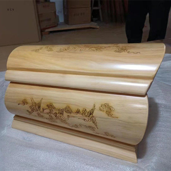快速发货柏木荷花棺材土葬骨灰盒殡F葬用品寿材寿棺丧葬用品骨灰