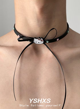 黑色蝴蝶结kt猫甜酷项圈