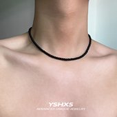 复古黑玛瑙串珠博主同款 ins风项链女轻奢小众高级感锁骨链百搭