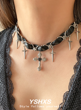 哥特甜酷十字铆钉choker配饰