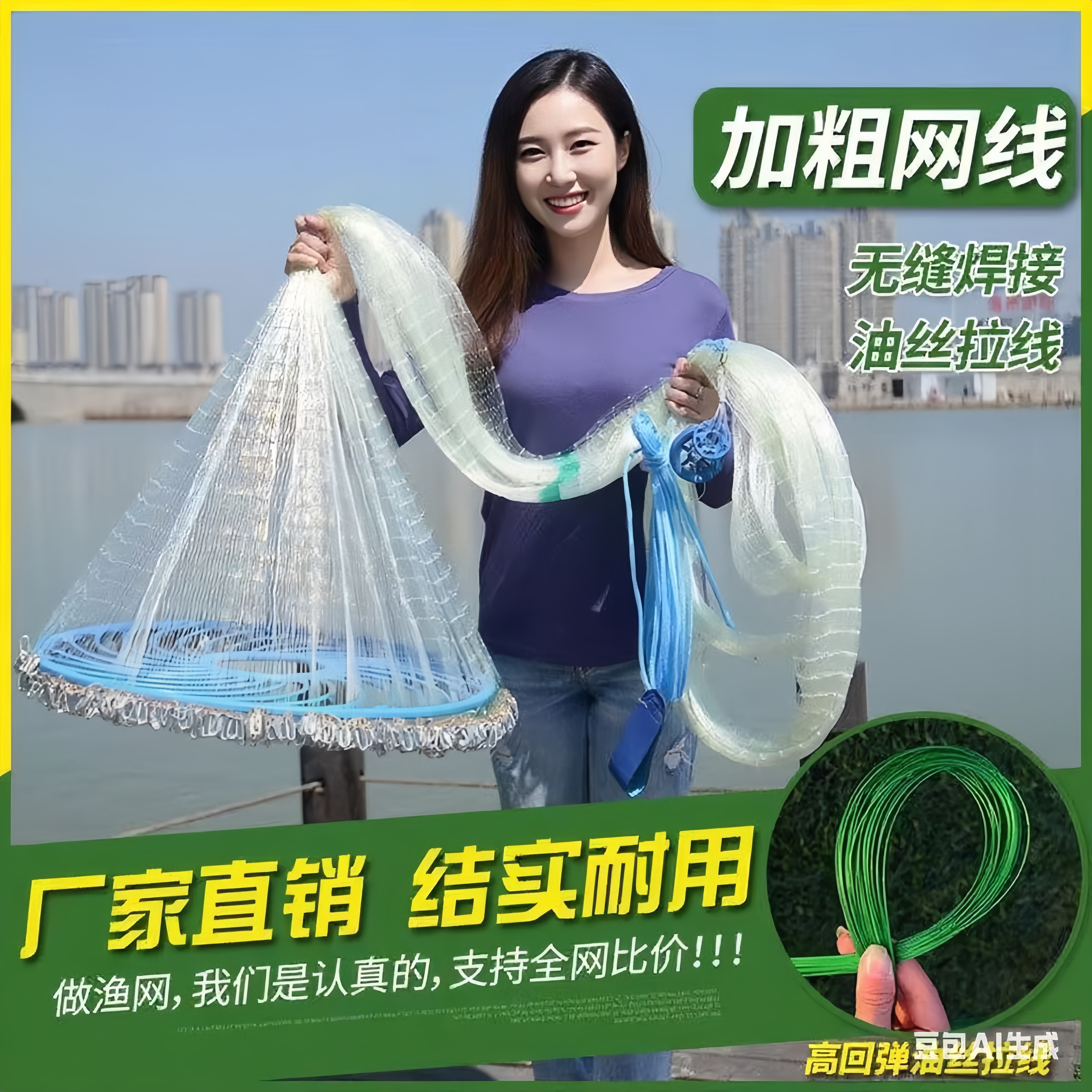 飞盘手抛鱼网撒网飞盘链条式旋网