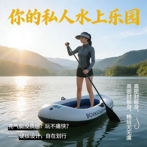 双层加厚大空间充气钓鱼艇