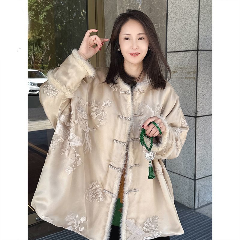 棉服珍国风宽松重工刺绣