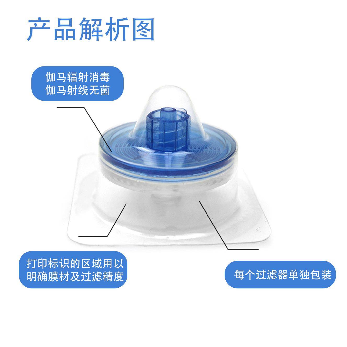 CA醋酸纤维素膜mm灭菌过滤器伽马射线消毒灭菌独立包装