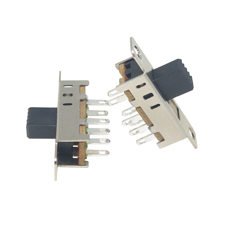 滑动拨动开关SS23E04G5(2P3T)双排八脚M三档带耳朵螺丝孔柄高5MM