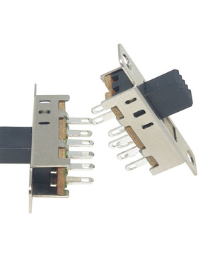 滑动拨动开关SS23E04G5(2P3T)双排八脚M三档带耳朵螺丝孔柄高5MM