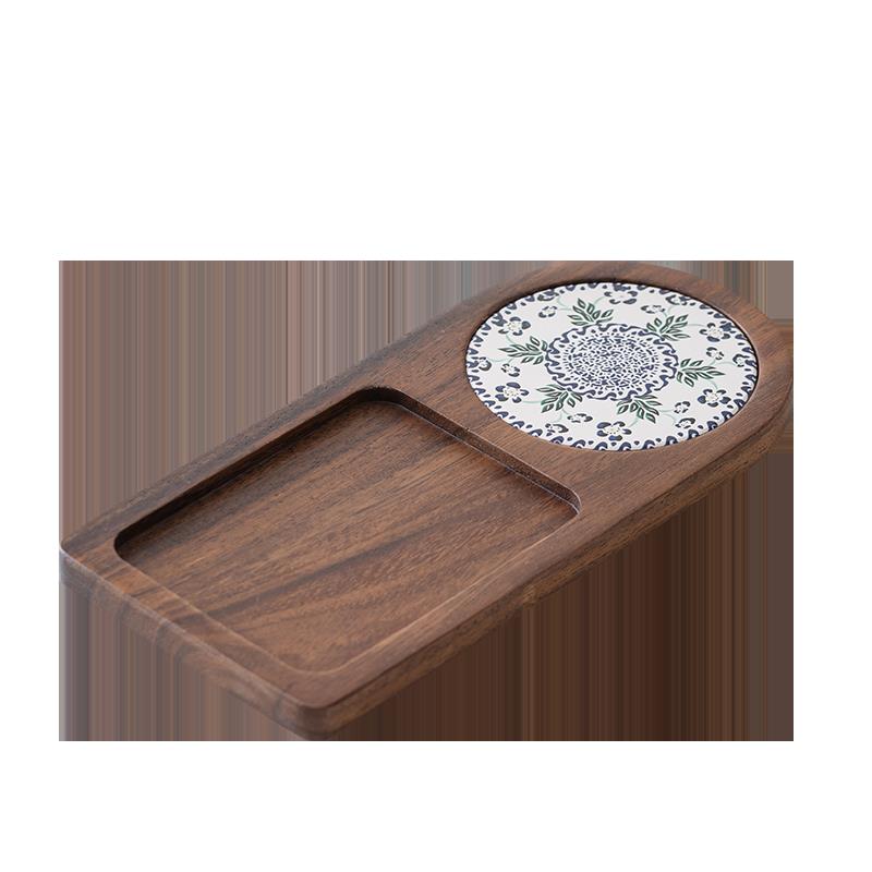 日式长方形托盘手冲咖啡器具托盘下午茶具干泡茶盘面包点心甜品盘