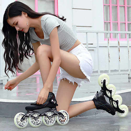 ZICO速滑鞋竞速鞋成人大轮儿童可调节炭纤维专业轮滑鞋上鞋溜冰