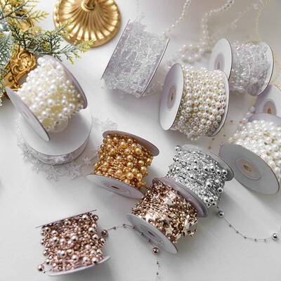 跨境圣诞雪花星星珠链圣诞树挂件diy配件圣诞场景布置装饰品