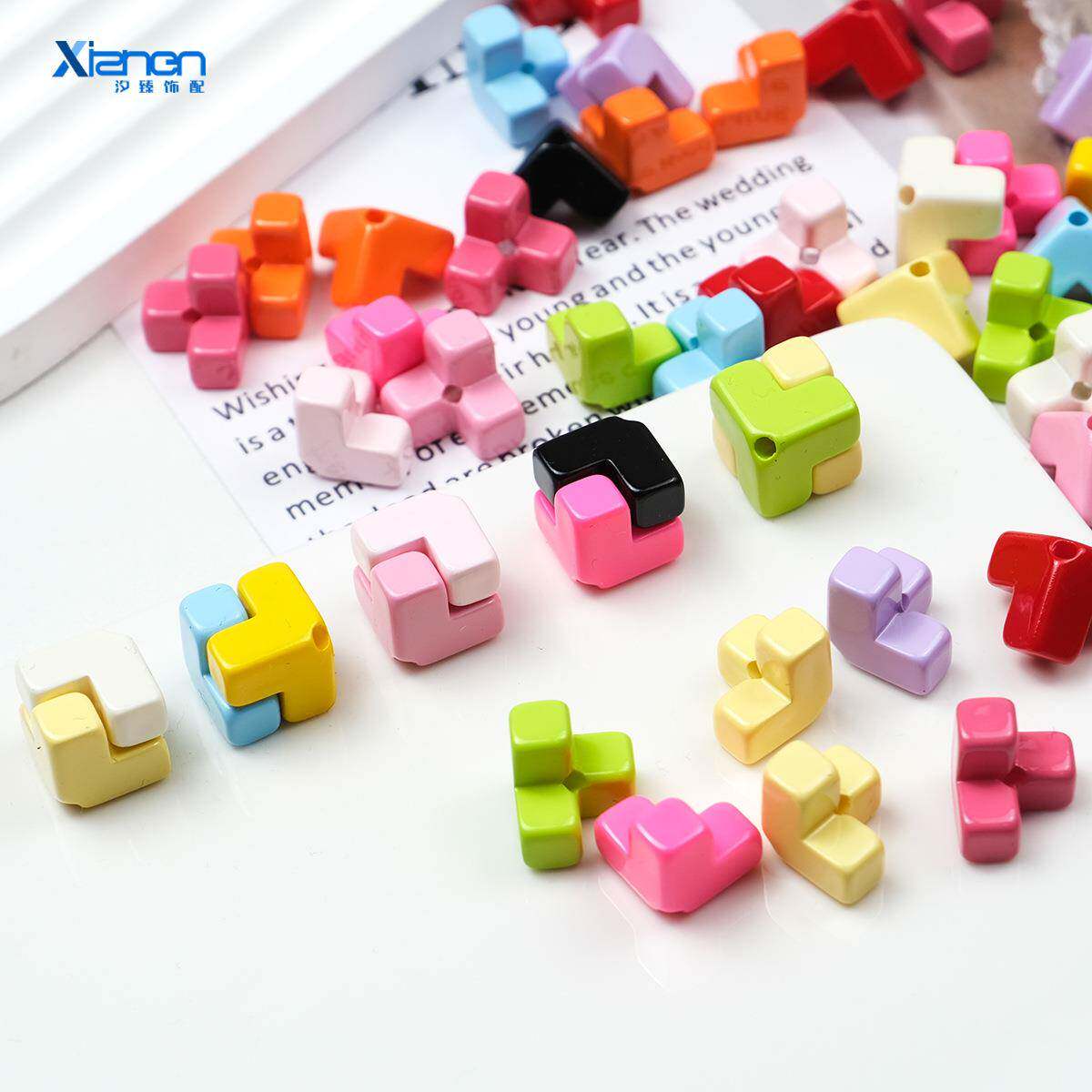 烤漆组合魔方穿孔珠俄罗斯方块挂链串珠手机链条手链饰品配件