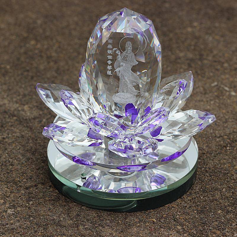 汽车摆件水晶莲花 家居摆件 供佛用品 车内车饰装饰品 生日礼物