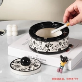 直销复古法式 饰烟灰缸办公室带盖防灰飞 花鸟陶瓷烟灰缸轻奢装