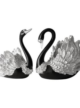 轻奢高级感天鹅酒架摆件家居客厅酒柜电视柜装饰品餐边柜摆设乔迁