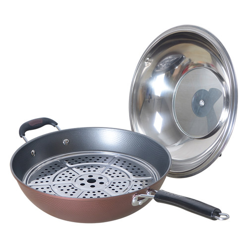 带盖富铁32cm炒锅+28.8厘米蒸蓖